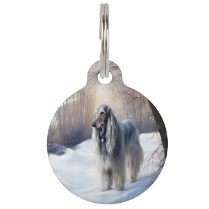Placa Para Mascotas Lebrel Afgano Deja que nieve Navidad