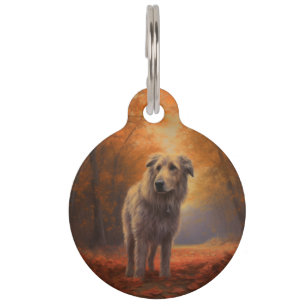 Placa Para Mascotas Lebrel en Otoño Las Hojas Caídas Inspiran