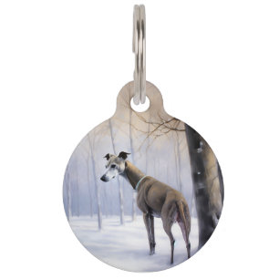 Placa Para Mascotas Lebrel Italiano Deja que nieve Navidad
