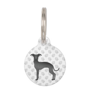 Placa Para Mascotas Lebrel italiano negro de dibujos animados lindo