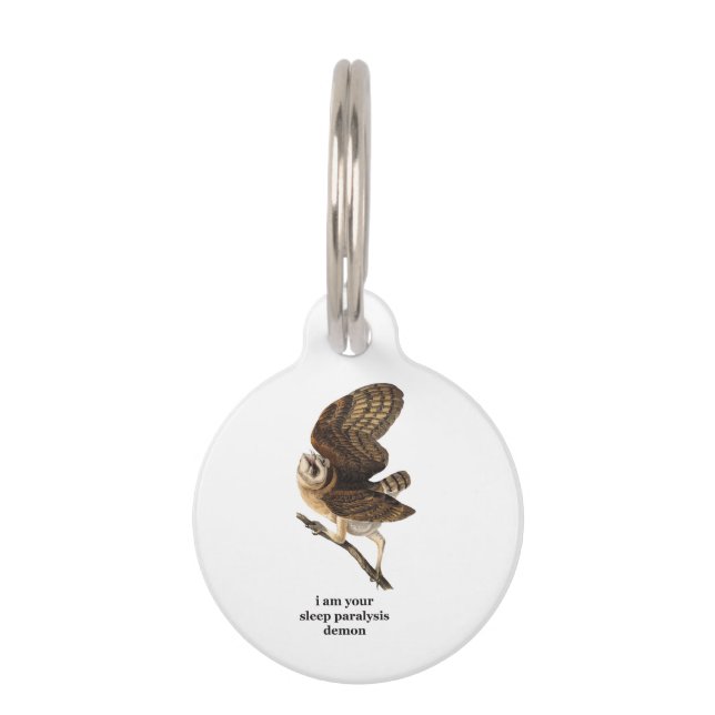 Placa Para Mascotas Lechuza divertida (Anverso)