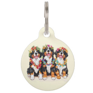 Placa Para Mascotas Lei de Flor de Flor Bernesa de Hawái