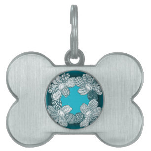 Placa Para Mascotas Lei De Flor Dibujada A Mano Elija Cualquier Color