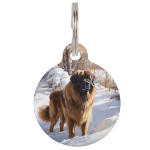 Placa Para Mascotas Leonberger Deja que nieve Navidad