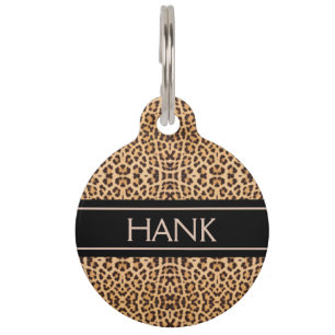 Placa Para Mascotas Leopard Print Personalized Dog Pet Tag