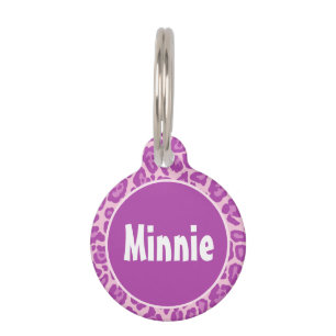 Placa Para Mascotas Leopardo con rosa