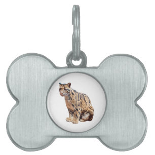 Placa Para Mascotas leopardo nublado fotografía selva gran gato animal