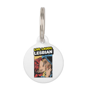 Placa Para Mascotas Lesbiana de la risa en vivo