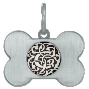 Placa Para Mascotas Letra Art Nouveau del Monograma C de la cosecha de
