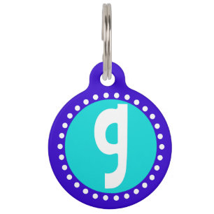 Placa Para Mascotas Letra gráfica minúscula g Personalizado inicial
