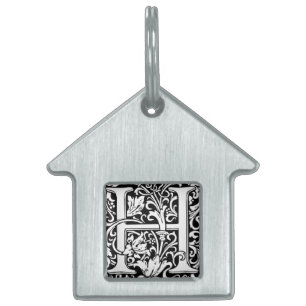 Placa Para Mascotas Letra H Monograma medieval Art Nouveau