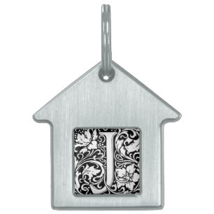 Placa Para Mascotas Letra J Monograma medieval Art Nouveau
