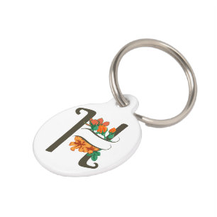 Placa Para Mascotas Letra mayúscula Monograma floral H