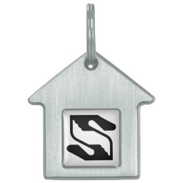 Placa Para Mascotas Letra S de monograma de Seguridad y Mano de Apoyo