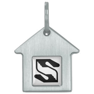 Placa Para Mascotas Letra S de monograma de Seguridad y Mano de Apoyo