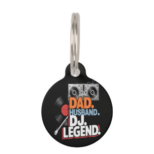 Placa Para Mascotas Leyenda de DJ, padre y esposo