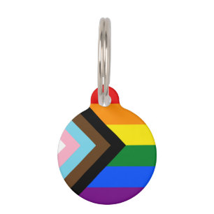 Placa Para Mascotas LGBTQ & Orgullo - Bandera del Progreso Arcoiris /