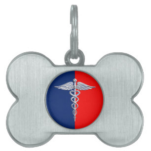 Placa Para Mascotas Liga de Símbolos Médicos Caduceos de Estilo Platea
