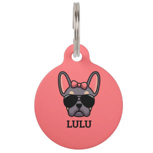 Placa Para Mascotas Lilac Tan Bulldog francés Etiqueta de identificaci