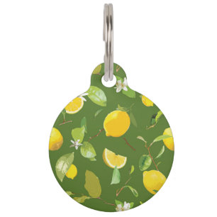 Placa Para Mascotas Limón y hojas 5 de la acuarela