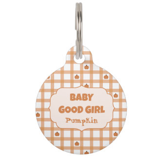 Placa Para Mascotas Linda Niña Bueno de Cuadros de Calabaza