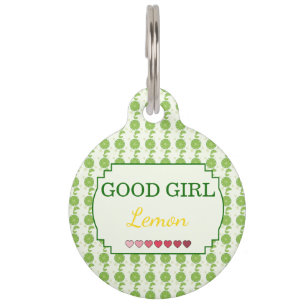 Placa Para Mascotas Lindo patrón de lima buena chica