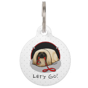 Placa Para Mascotas ¡Lindo! ¡Vamos! Paseando al perro pequinés (con má
