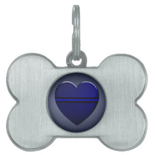Placa Para Mascotas Línea Azul Delgada