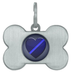 Placa Para Mascotas Línea Azul delgada