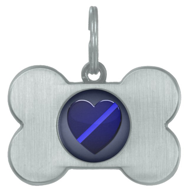 Placa Para Mascotas Línea Azul delgada (Frente)