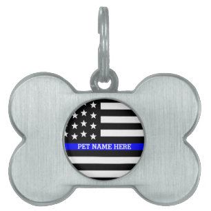 Placa Para Mascotas Línea Azul delgada - Personalizado personalizado 