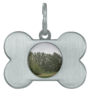 Placa Para Mascotas Línea de árboles inclinados Paisaje Etiqueta de ma