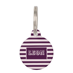 Placa Para Mascotas Línea roja y rosa de Crimson personalizada