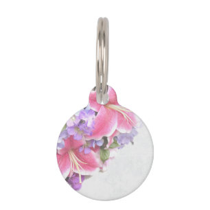Placa Para Mascotas Lirio de la flor del vintage