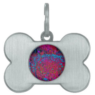 Placa Para Mascotas Lirio Flor de Jardín Magenta Púrpura Psicodélico