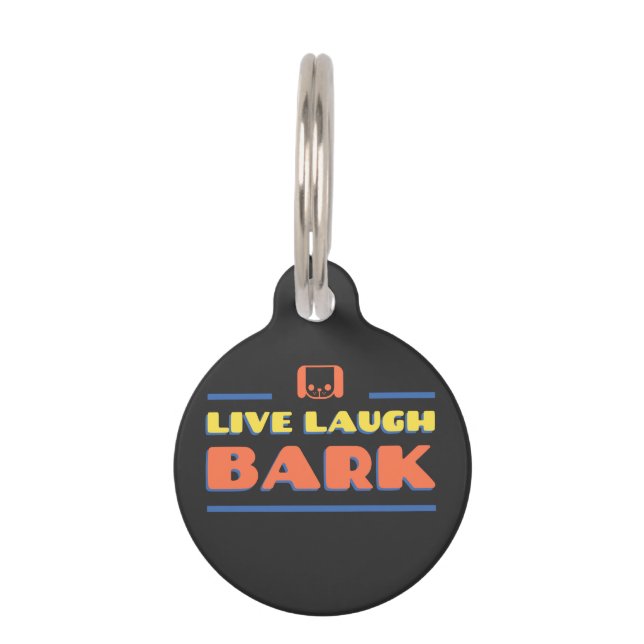 Placa Para Mascotas Live Laugh Bark (Anverso)