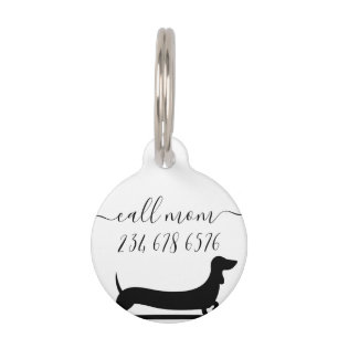 Placa Para Mascotas Llamada de teléfono de nombre de perro de Dachshun