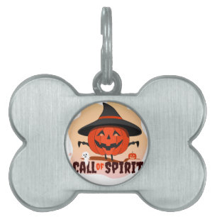 Placa Para Mascotas Llamado de Espíritu de Halloween