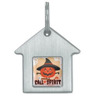 Placa Para Mascotas Llamado de Espíritu de Halloween