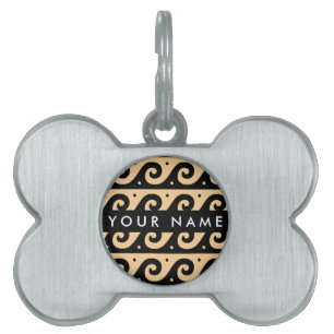 Placa Para Mascotas Llave de malandrina griega, llave de ola, marrón, 