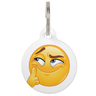 Placa Para Mascotas Llavero de Emoji Pensativo Divertido con Cara de S
