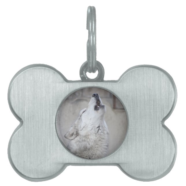 Placa Para Mascotas Lobo del grito (Frente)