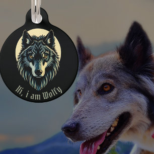Placa Para Mascotas Lobo perro lobo husky lobos etiqueta de mascota re