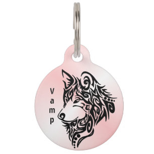 Placa Para Mascotas Lobo tribal