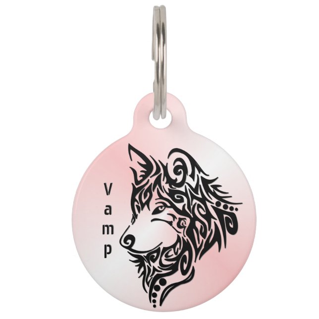 Placa Para Mascotas Lobo tribal (Anverso)
