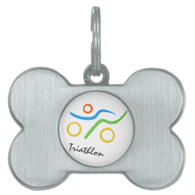 Placa Para Mascotas Logo de Triathlon (Frente)