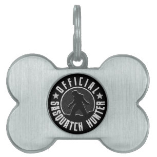 Placa Para Mascotas Logotipo del círculo del CAZADOR de Sasquatch