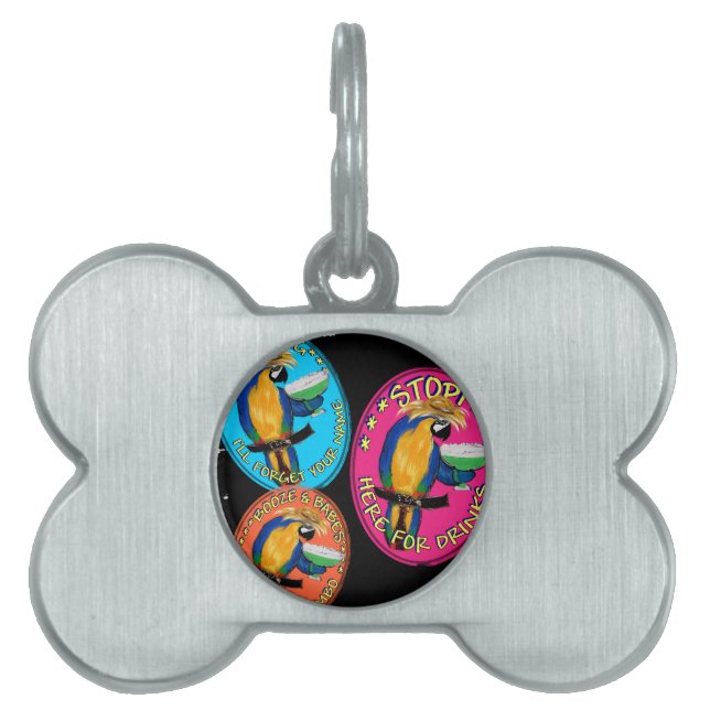 PLACA PARA MASCOTAS LOROS BORRACHOS (Frente)