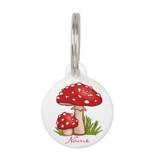 Placa Para Mascotas Los hongos rojos de Amanita Thunder_Cove