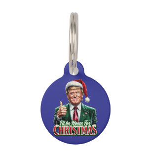 Placa Para Mascotas Los Navidades de Donald Trump en Santa Hat